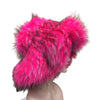 WC001 Women’s Pink Fox Fur Winter Bucket Hat – Soft Plush Warm Cozy Fashion Hat