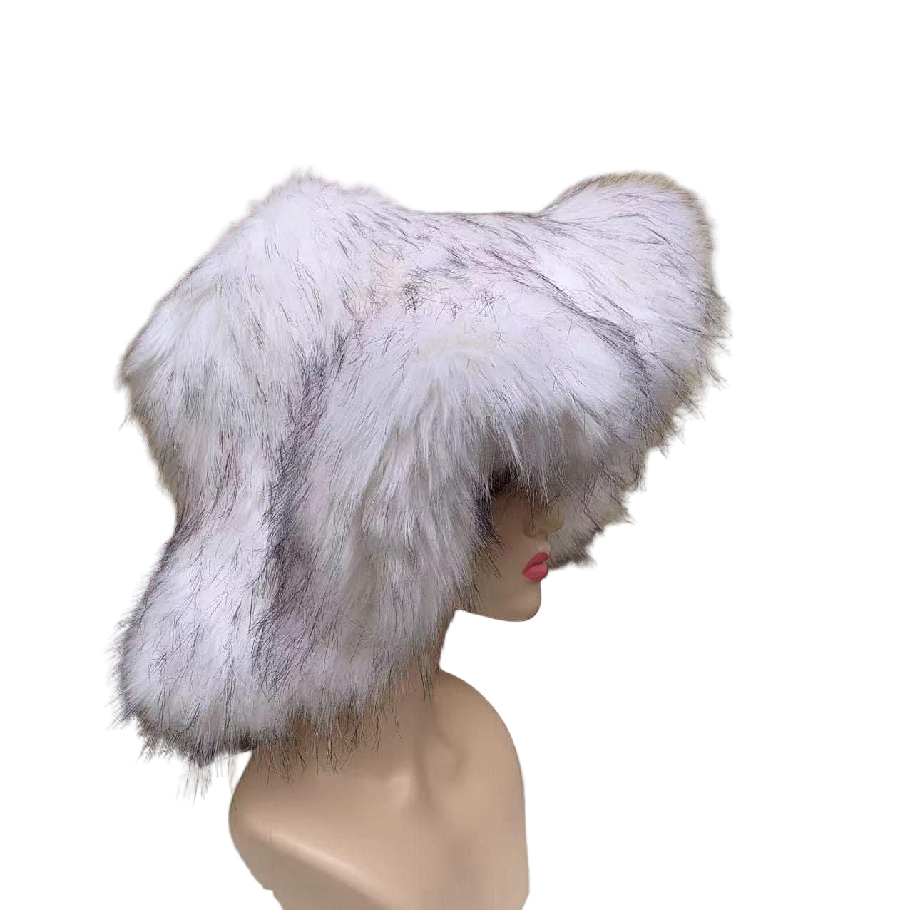 WC003 Women’s White Fox Fur Winter Bucket Hat – Luxe Soft Plush Cold-Weather Accessory