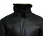 FJM001 B3 RAF Flying Aviator Real Fur Bomber Black Winter Genuine Leather Jacket