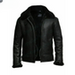FJM001 B3 RAF Flying Aviator Real Fur Bomber Black Winter Genuine Leather Jacket