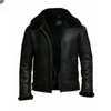FJM001 B3 RAF Flying Aviator Real Fur Bomber Black Winter Genuine Leather Jacket