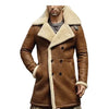 MFC06 Brown Aviator Shearling Leather Coat – Genuine Sheepskin Winter Jacket