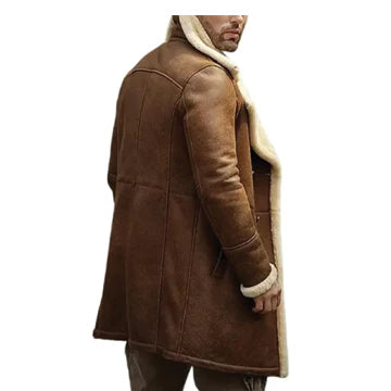 MFC06 Brown Aviator Shearling Leather Coat – Genuine Sheepskin Winter Jacket