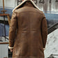 MFC06 Brown Aviator Shearling Leather Coat – Genuine Sheepskin Winter Jacket