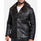 MFC07 Black Aviator Fox-Fur Collar Real Leather Coat – Premium Shearling Lined Winter Jacket