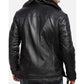 MFC07 Black Aviator Fox-Fur Collar Real Leather Coat – Premium Shearling Lined Winter Jacket