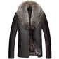 MFC08 Aviator Real Leather Coat with Removable Fox Fur Collar – Black & Brown