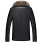 MFC08 Aviator Real Leather Coat with Removable Fox Fur Collar – Black & Brown