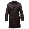 C002 Bay Watchmen Rorschach Fashion Brown Leather Trench Coat for Men – Genuine Leather Long Jacket