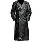 C004 Black German Army Classic Leather Trench Coat – Genuine Cowhide Long Military Style
