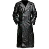 C004 Black German Army Classic Leather Trench Coat – Genuine Cowhide Long Military Style