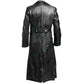C004 Black German Army Classic Leather Trench Coat – Genuine Cowhide Long Military Style