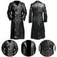 C004 Black German Army Classic Leather Trench Coat – Genuine Cowhide Long Military Style