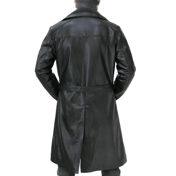 C005 Men’s Blade Runner 2049 “Ryan Gosling” Genuine Fur Leather Coat – Long Black Trench