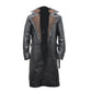 C006 Men’s  German WW2 Brown Belted Fur Lapel Leather Trench Coat – Genuine Cowhide Long Winter Coat