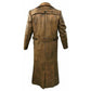 C008 Men’s  Vintage Distressed Brown Genuine Leather Trench Coat – Long Jacket