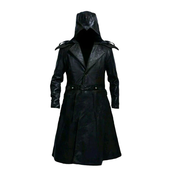 C003 Men’s Jacob Frye Assassin’s Creed Syndicate Black Quilted Real Leather Coat